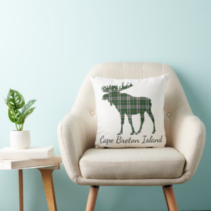 Décor en plaid d'orignal du Cap-Breton coussin