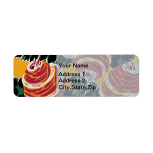 Décor floral Art déco jaune moutarde et orange