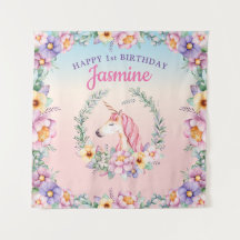 Décor floral magique de licorne & tapisserie