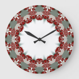 Décor : Horloge rouge blanche de dentelle triangu
