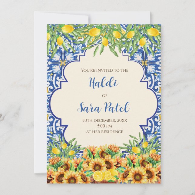 Décor italien & invitations Haldi numérique (Devant)
