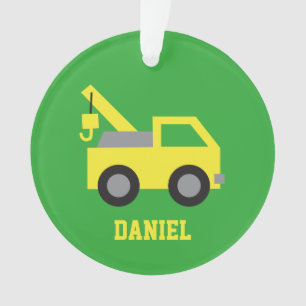 Décor jaune mignon de pièce de garçons de véhi