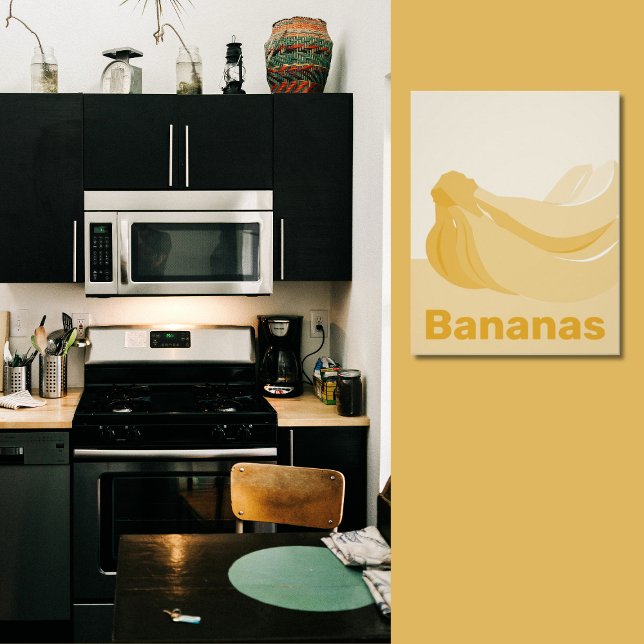 Décor mural de cuisine jaune et blanc - Poster (Yellow Wall Decor in Black Kitchen)