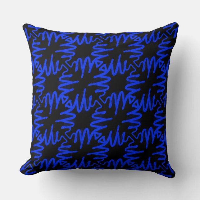 Decor Pillow Modern Neon Blue Black Colourful (Front)