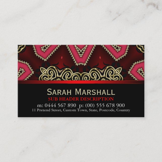 Décor tribal rouge+noir avec Carte de visite de lo (Devant)