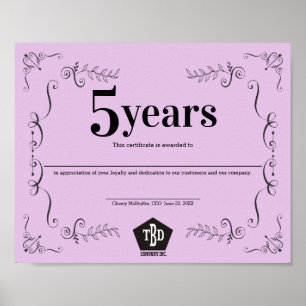 Decor universal employee anniversary certificate