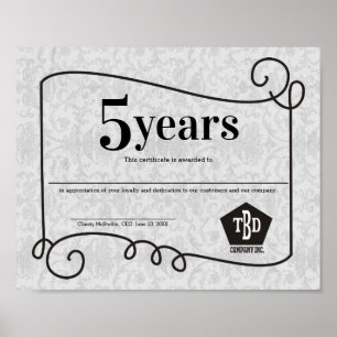 Decor universal employee anniversary certificate