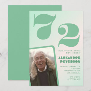 Décor vert 72e anniversaire invitations Hommes Pho
