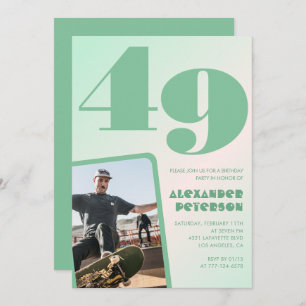 Décor vert Invitations à 49e anniversaire Boy Phot