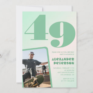 Décor vert Invitations à 49e anniversaire Boy Phot