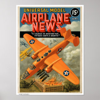 DECOR: Vintage AVIATION MAGAZINE ILLUSTRATION Poster