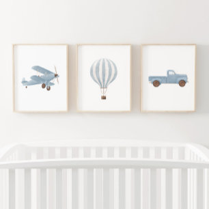 Décor Vintage voyage d'aquarelle bleu