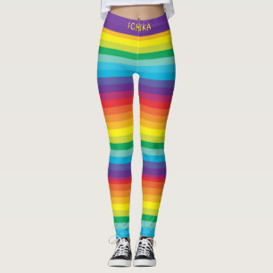 Decora Kei Bright Rainbow Colours Striped Leggings