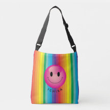 Decora Kei Rainbow Striped Smiling Emoji Face