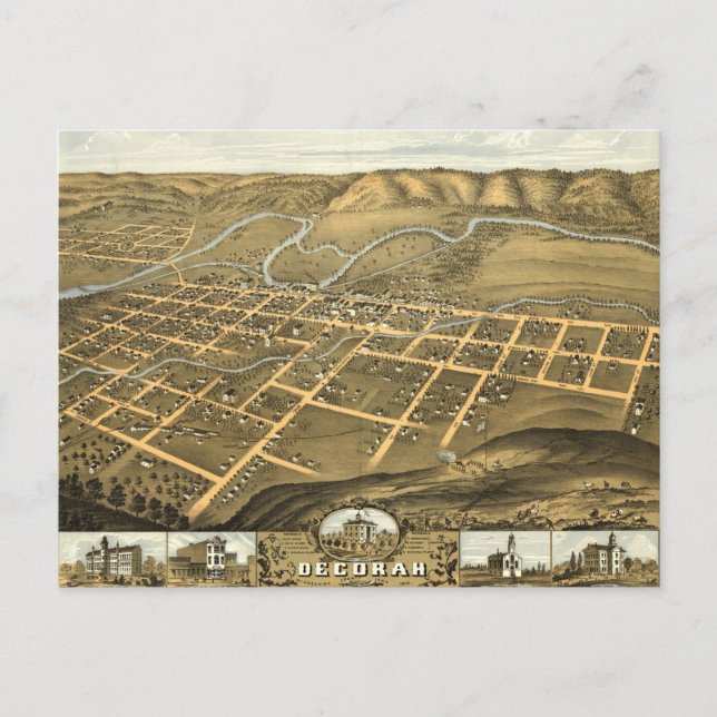 Decorah, Winneshiek County, Iowa (1870) Postcard (Front)