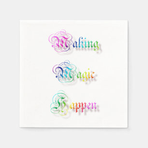 Decorarative rainbow text. napkin