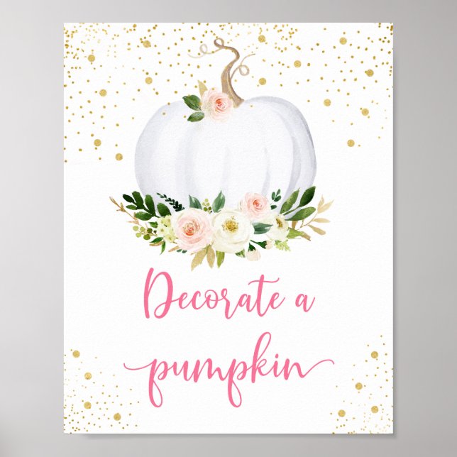 Decorate A Pumpkin Pink Gold Birthday Sign (Front)