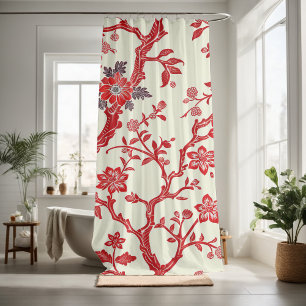 Decorate your bathroom with red floral pattern 