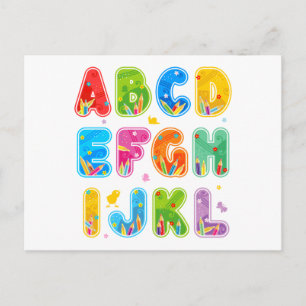 Decorated ABC set, letters A-L Postcard