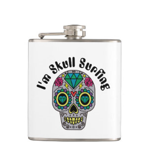 Decorated Abstract Skull Flask