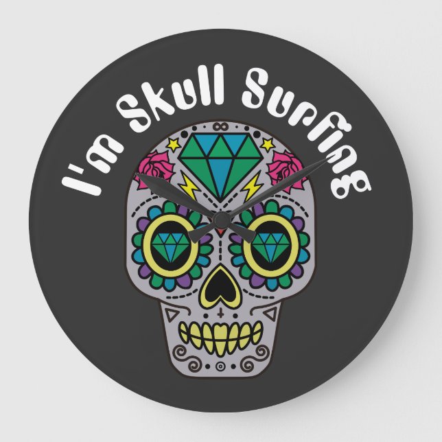 Decorated Abstract Skull Large Clock (Front)