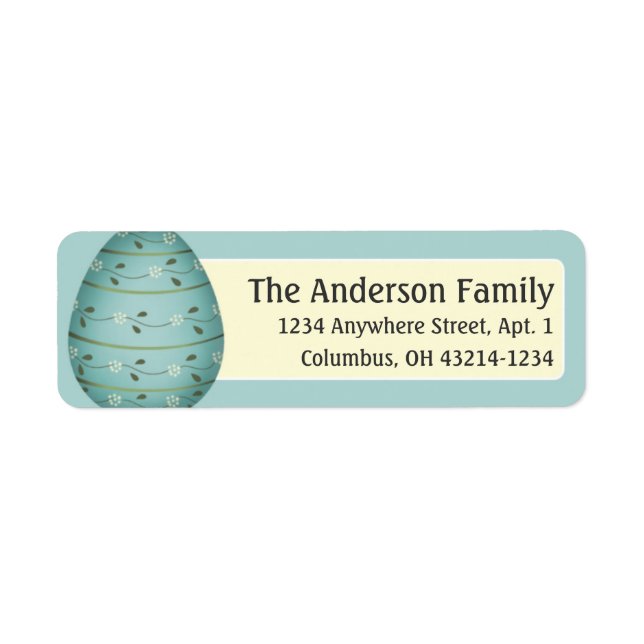 Decorated Blue Easter Egg d4 Address Labels (Front)