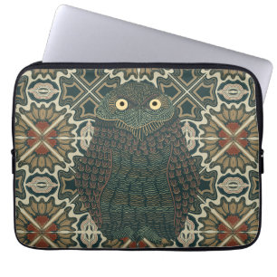 Decorated Burrowing Owl Golden Brown Earth Tones Laptop Sleeve