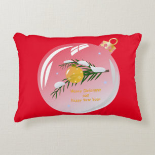 Decorated Christmas branch in bauble Accent Pillow