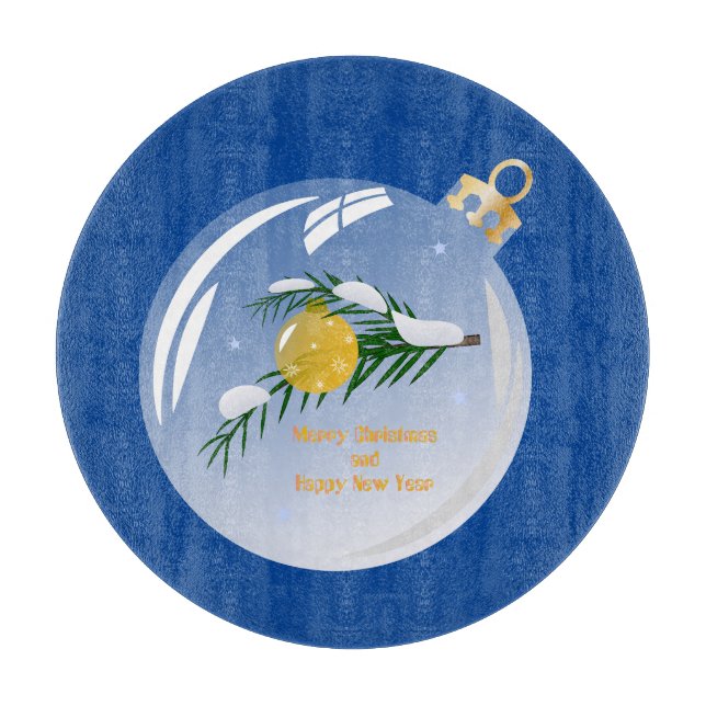 Decorated Christmas branch in bauble  Cutting Board (Front)