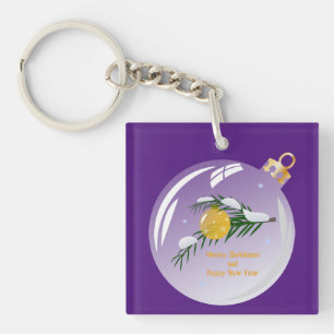 Decorated Christmas branch in bauble  Keychain
