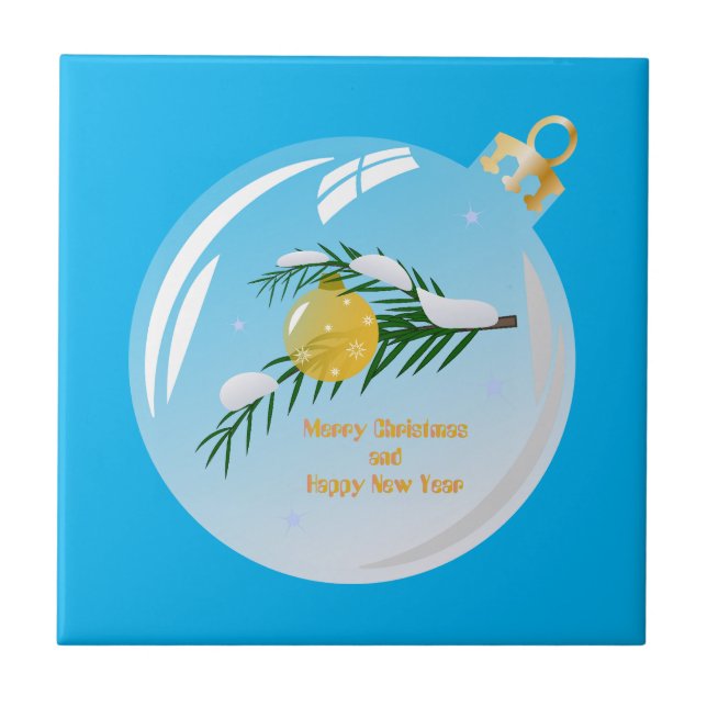 Decorated Christmas branch in bauble   Tile (Front)