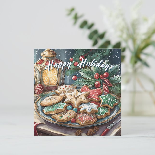 Decorated Christmas Cookies Holiday Dinner  Invitation (Standing Front)