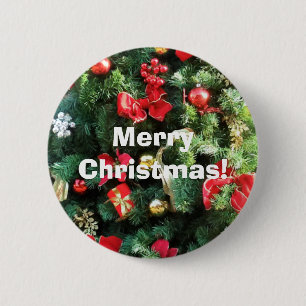 Decorated Christmas Tree 2 Inch Round Button