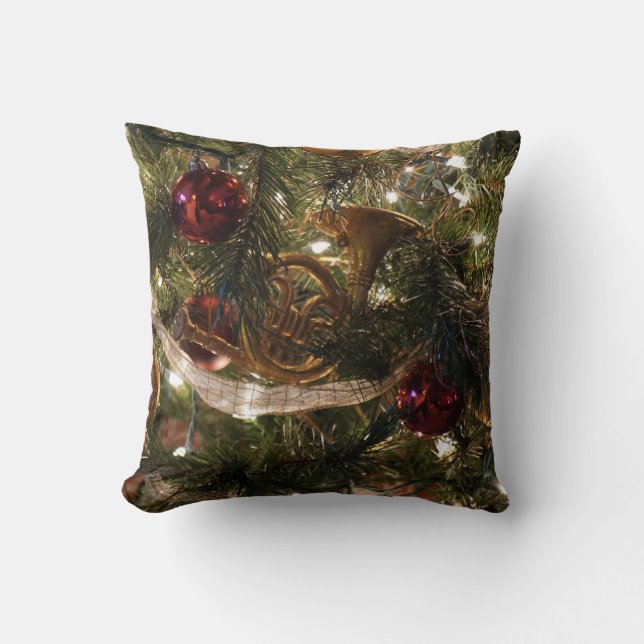 Decorated Christmas Tree Close Up Throw Pillow (Front)