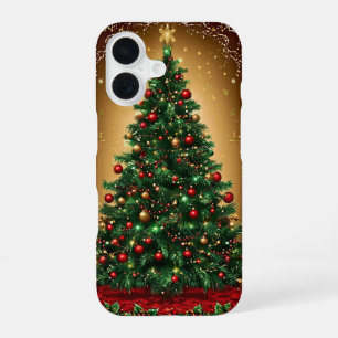 Decorated Christmas Tree in a Winter Scene iPhone 16 Case