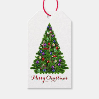 Decorated Christmas Tree Merry Christmas Gift Tags