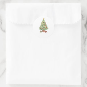 Decorated Christmas Tree with Gifts for Holiday Classic Round Sticker