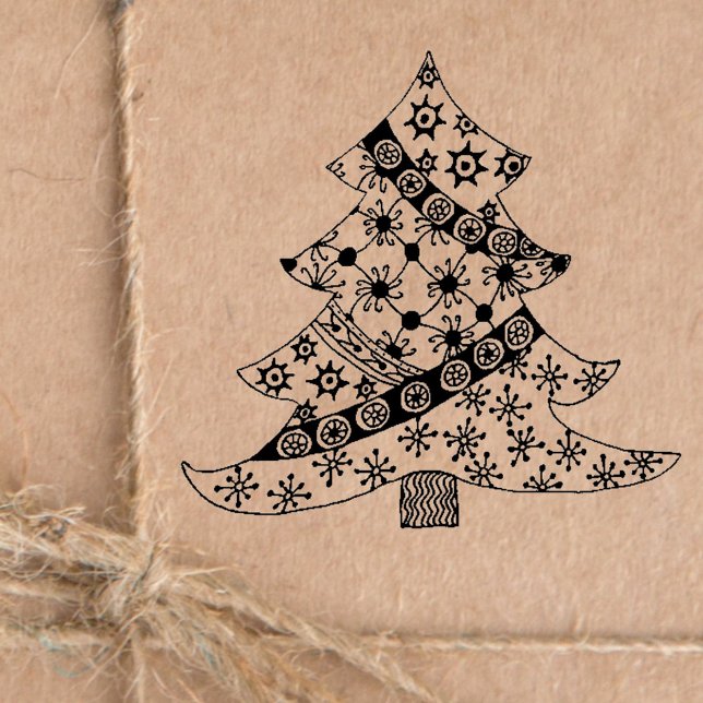 Decorated Christmas tree with Pattern Holiday Rubber Stamp (Creator Uploaded)