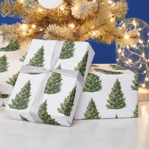 Decorated Christmas Trees Ornaments Wrapping Paper