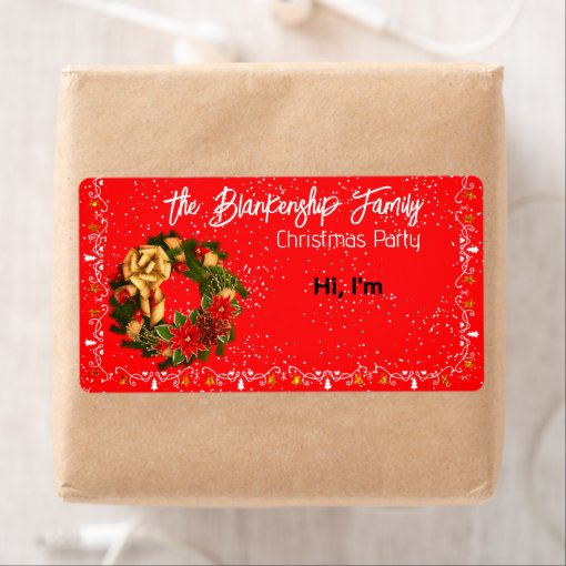 Decorated Christmas Wreath Border Paper Name Tag Zazzle