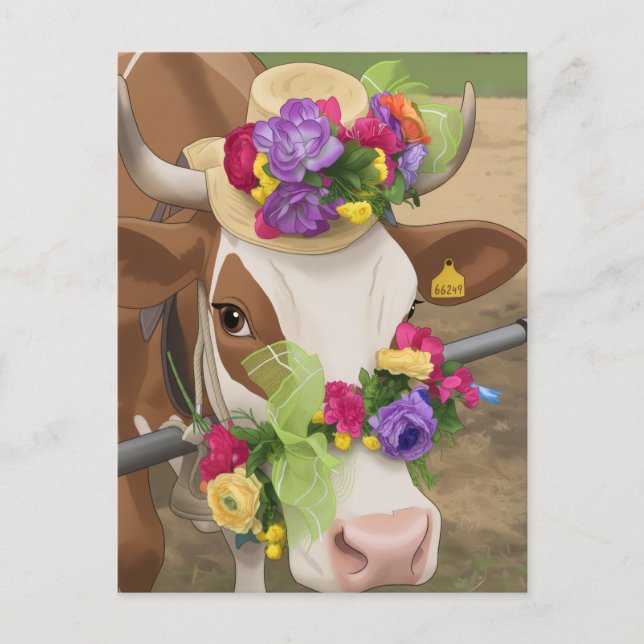 Decorated cow postcard (Front)