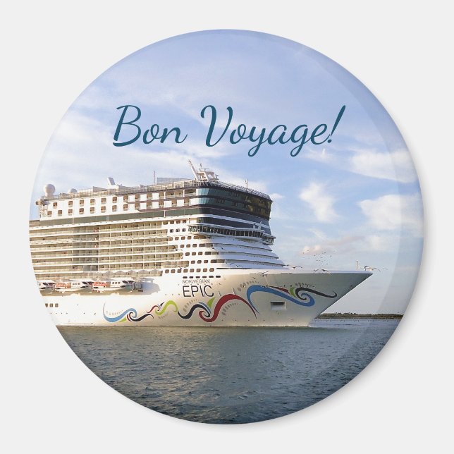 Decorated Cruise Ship Bow Bon Voyage Magnet (Front)
