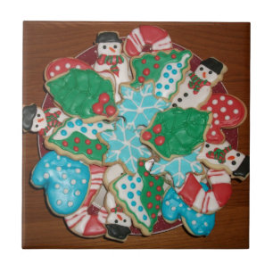 Decorated Cut-Out Christmas Sugar Cookies Tile