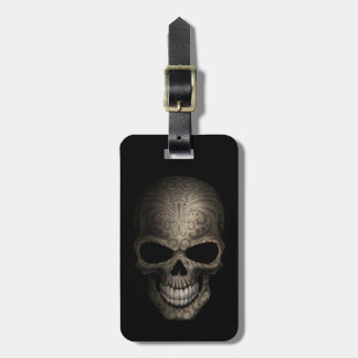 Decorated Dark Skull Luggage Tag