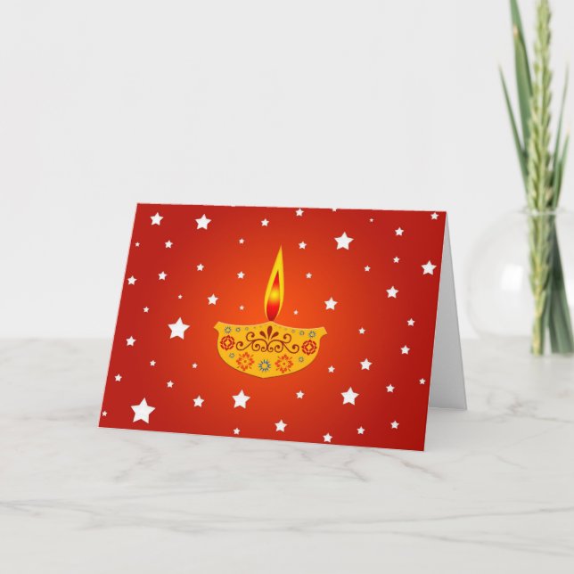 Decorated Diya (Lamp) - Card (Front)