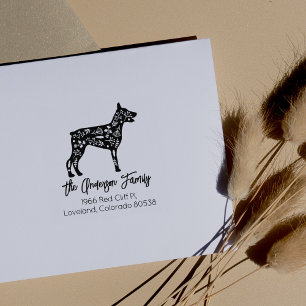 Decorated Doberman Family Return Address Rubber Stamp