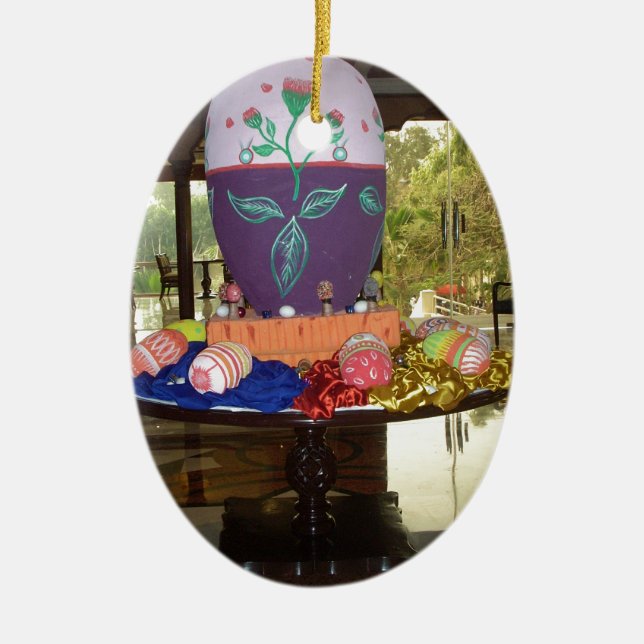Decorated Easter Egg Art Print Ceramic Ornament (Front)