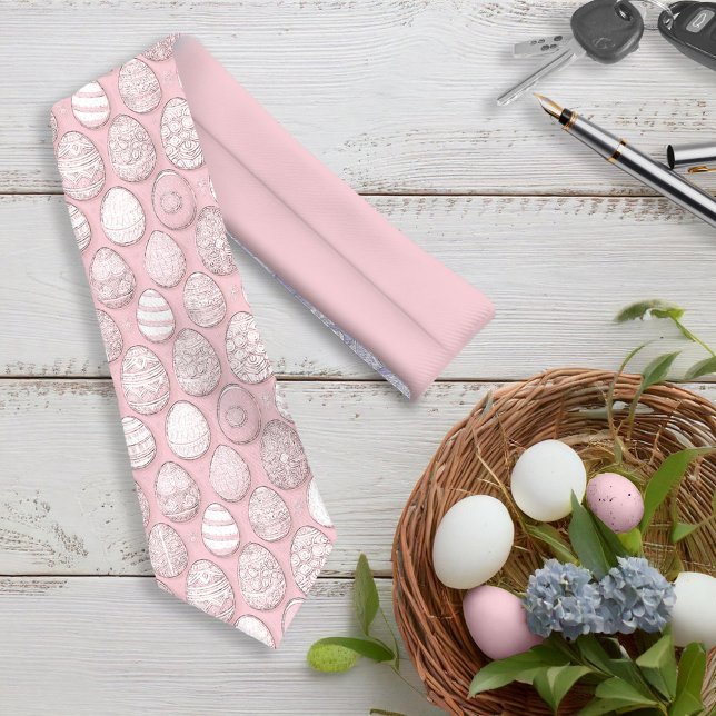 Decorated Easter Eggs Pattern Pink ID1096 Tie (Creator Uploaded)