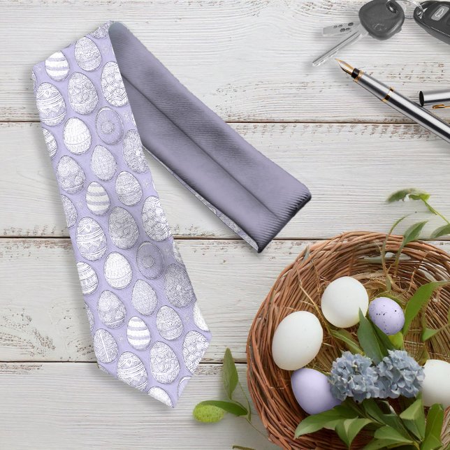 Decorated Easter Eggs Pattern Violet ID1096 Tie (Creator Uploaded)