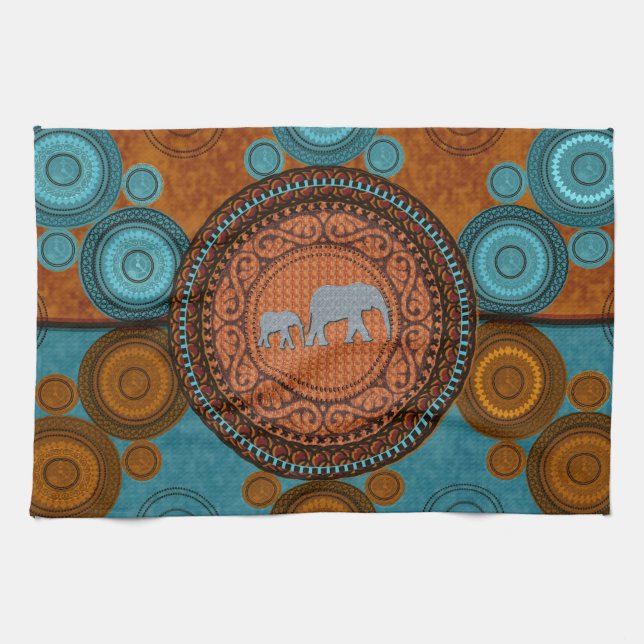 Decorated Elephants Kitchen Towel (Horizontal)